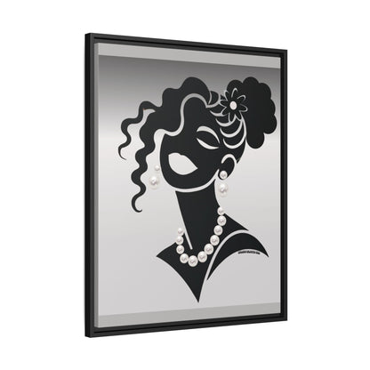 Pearls & Curls5 | Black and White - Framed Matte Canvas Art (black or white frame)