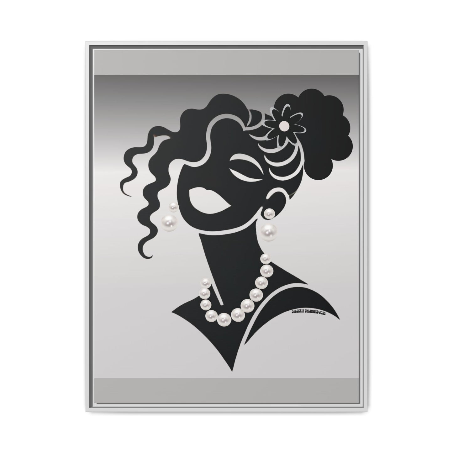 Pearls & Curls5 | Black and White - Framed Matte Canvas Art (black or white frame)