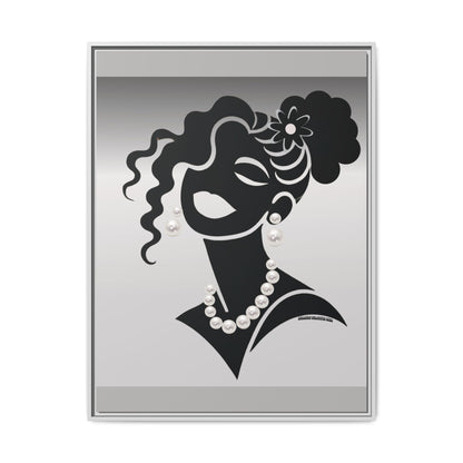 Pearls & Curls5 | Black and White - Framed Matte Canvas Art (black or white frame)
