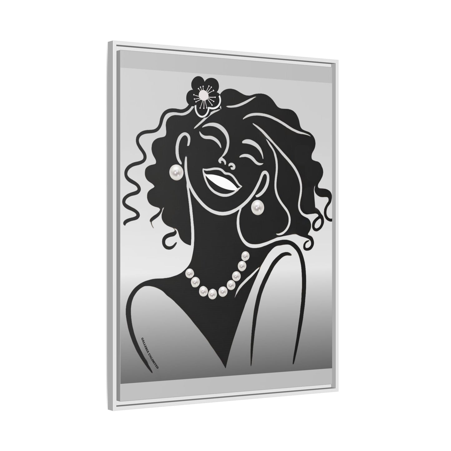 Pearls & Curls 2 | Black and White Framed Matte Canvas Wall Art (black or white frame)