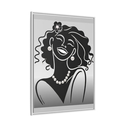 Pearls & Curls 2 | Black and White Framed Matte Canvas Wall Art (black or white frame)