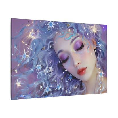 Winter Fantasy 5 | Celestial Maiden Slumber Satin Stretched Canvas Print