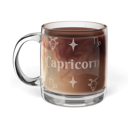 Capricorn | Engraved Glass Coffee Mug, 12.25 oz