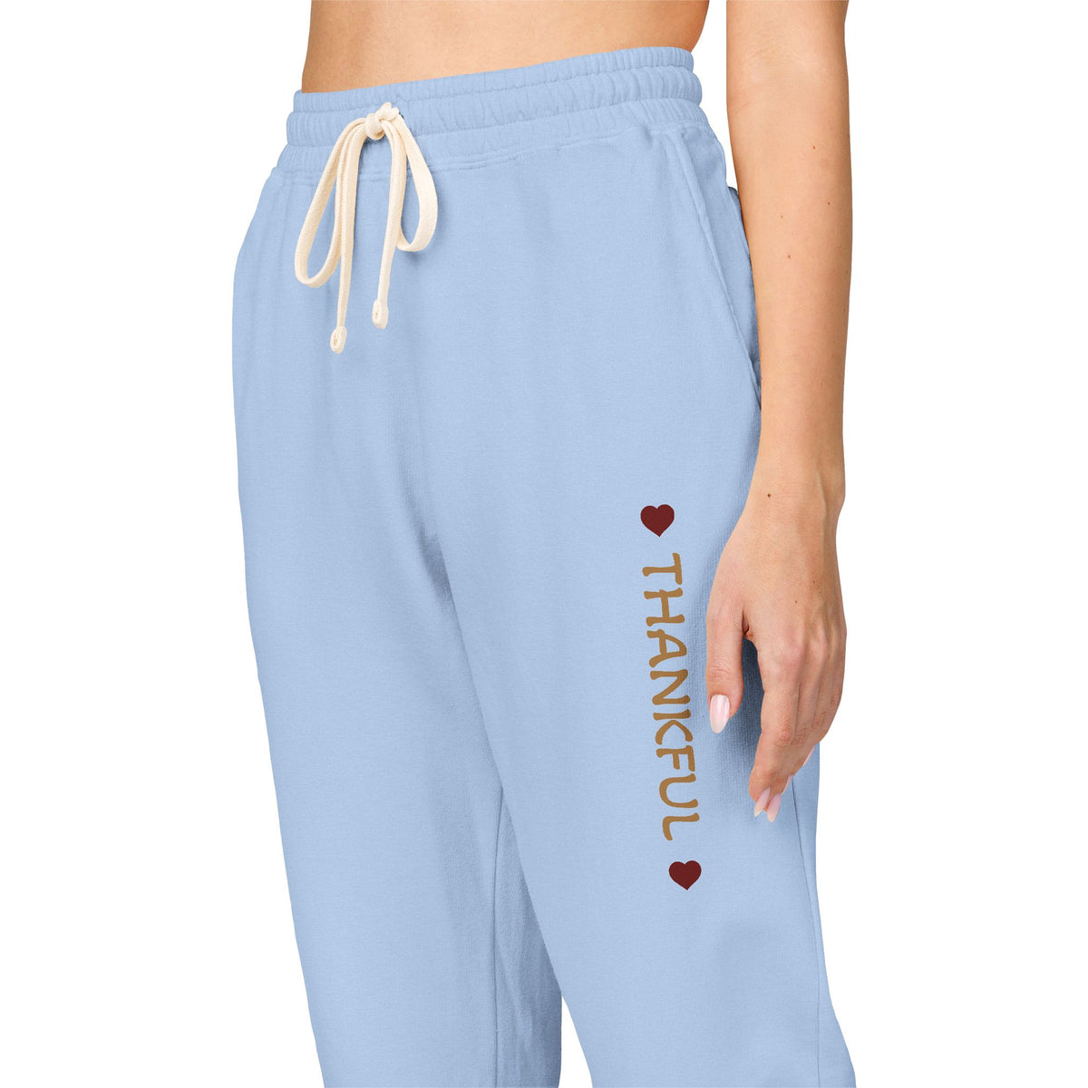 Harvest Haze 8 | 'THANKFUL' Vertical Gold Script Joggers