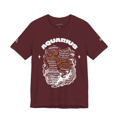 Aquarius| Word Art Graphic Tee (garnet) -- "Aquarius" Definition on Back