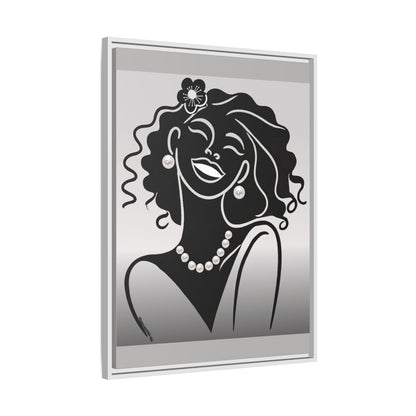 Pearls & Curls2 | Black and White - Framed Matte Canvas Art (black or white frame)