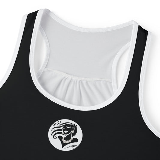 Pearls & Curls6 | Black - Plain Ringer Tank (black or white trim)
