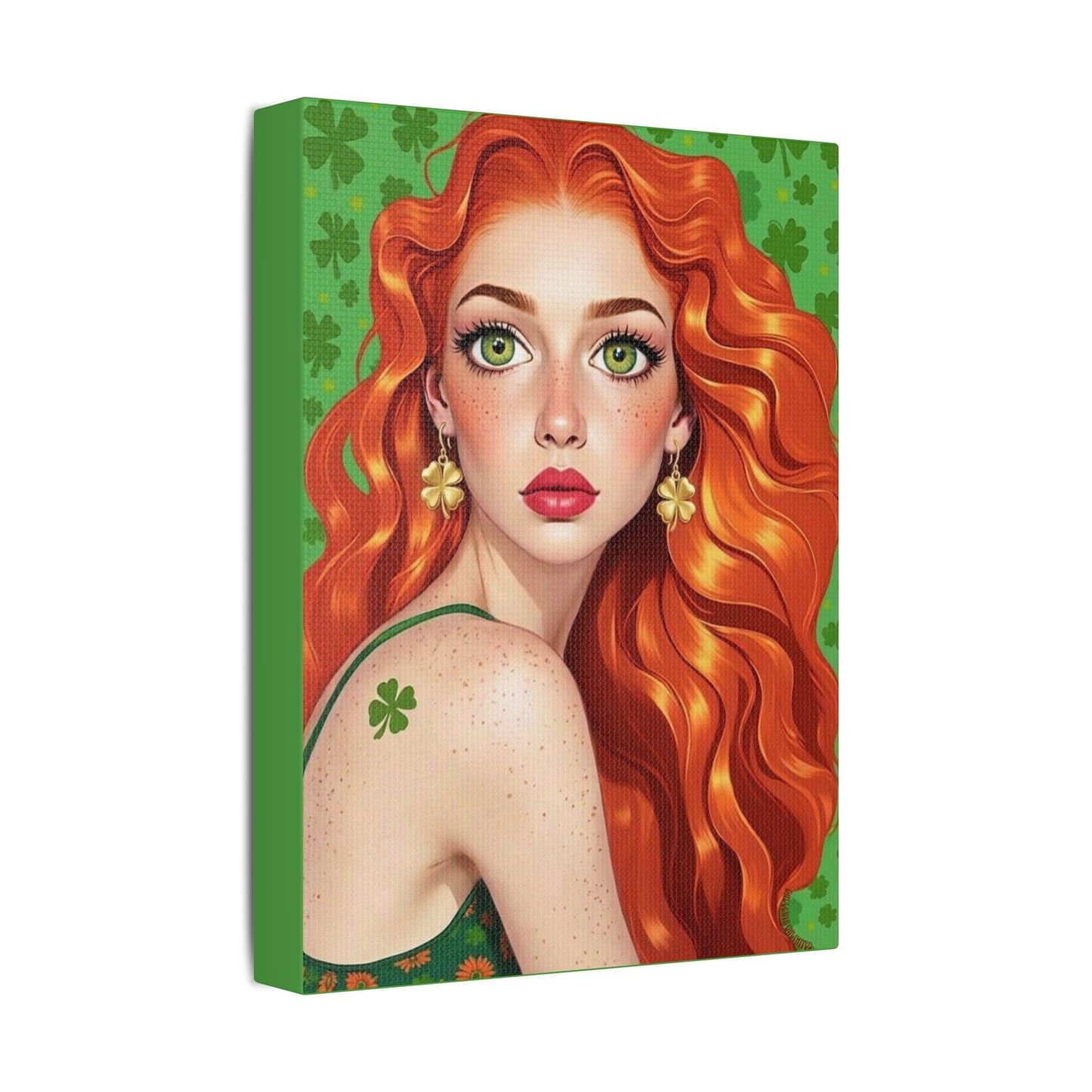Clovers 4 | Shamrock Goddess, Stretched Satin Canvas Print