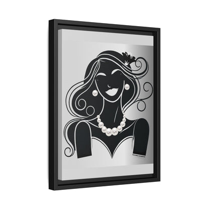 Pearls & Curls 1 | Black and White Framed Matte Canvas Wall Art