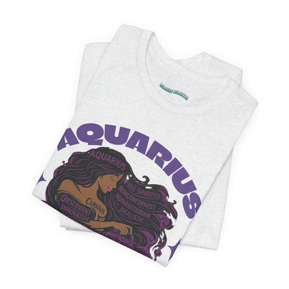 Aquarius | Word Art Graphic Tee (amethyst)-"Aquarius" Definition on Back