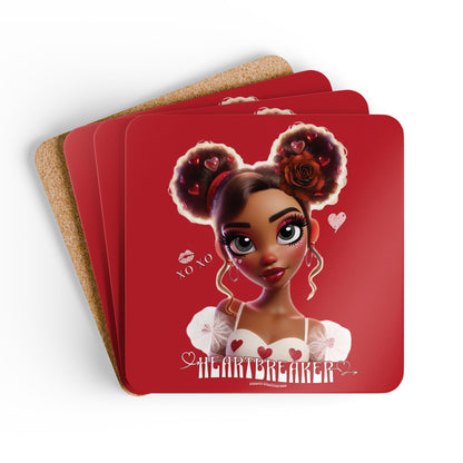 Heartbreaker 3 | Cherry - Corkwood Coaster Set