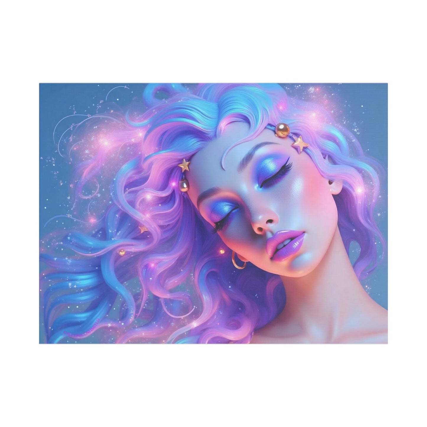 Winter Fantasy 1 | Dreamy Cosmic Muse Satin Stretched Canvas Print