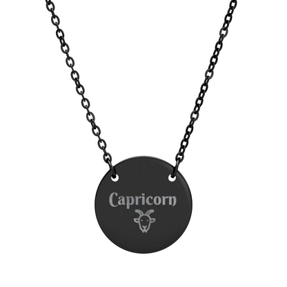 Capricorn | Medallion Goat Symbol Necklace (18K gold/rose gold, stainless steel, rainbow/black PVD coating)