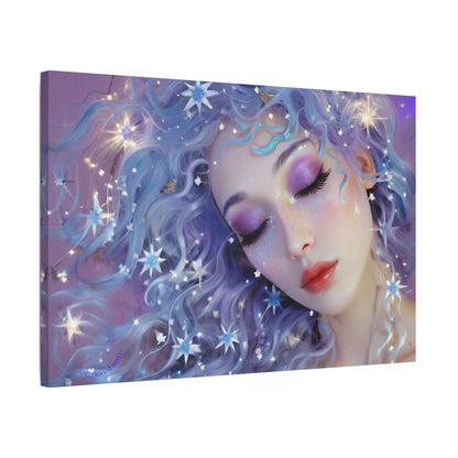 Winter Fantasy 5 | Celestial Maiden Slumber Satin Stretched Canvas Print