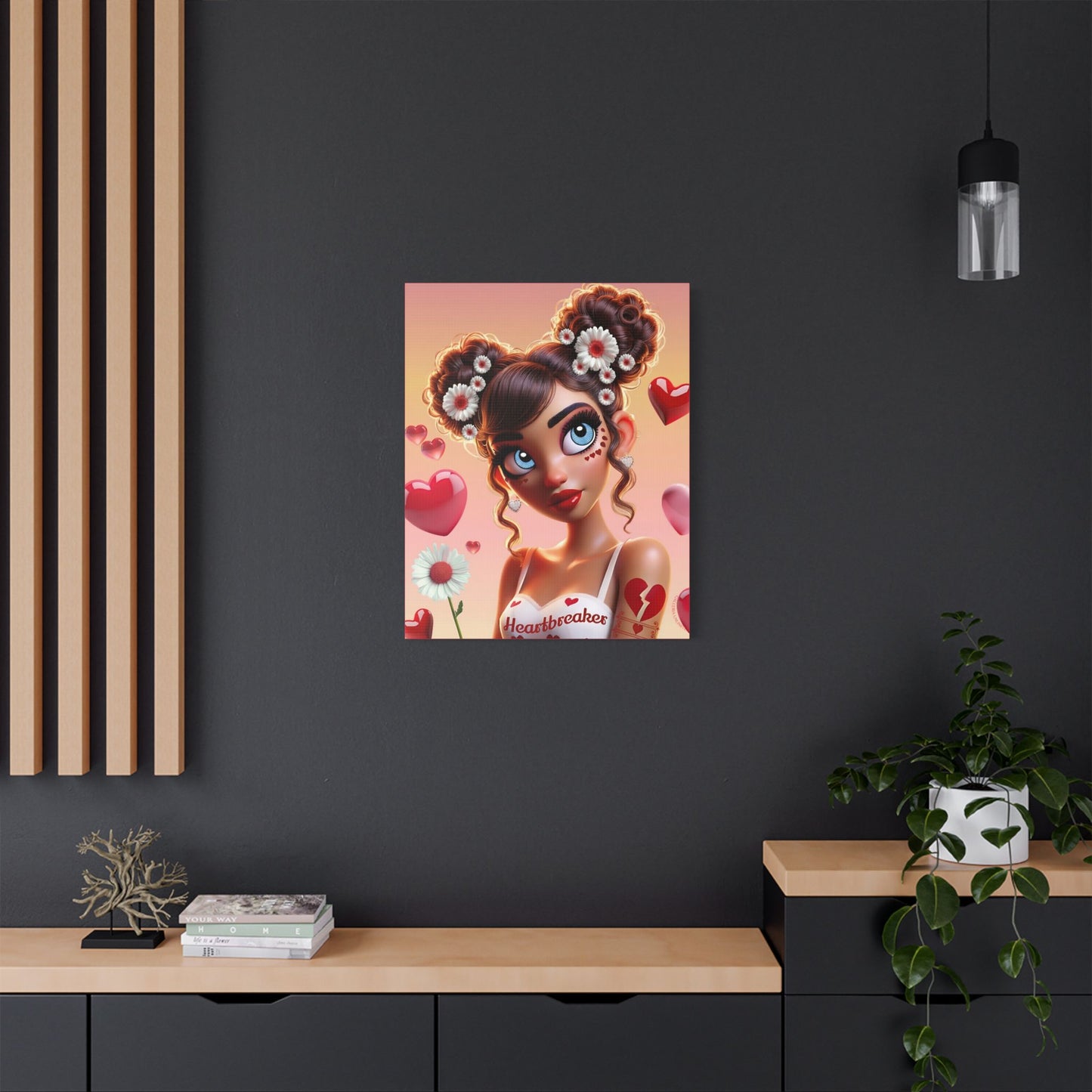 Heartbreaker 1 l Raspberry Satin Stretched Canvas Print