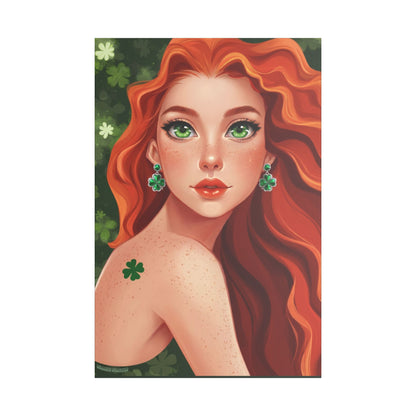 Clovers 1 | Emerald Whisper in Green, Stretched Satin Canvas Print