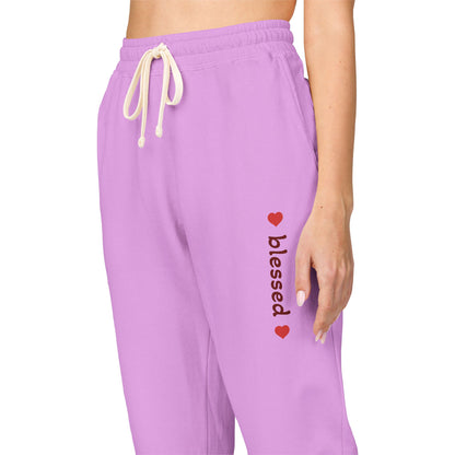 Harvest Haze 8 | 'Blessed' Vertical Red Script Joggers