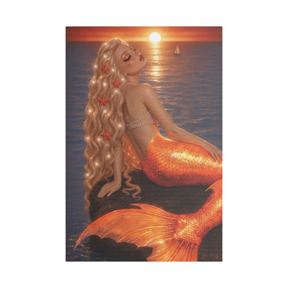 Gilded Sirens | Amber Horizon, Satin Stretched Canvas Print