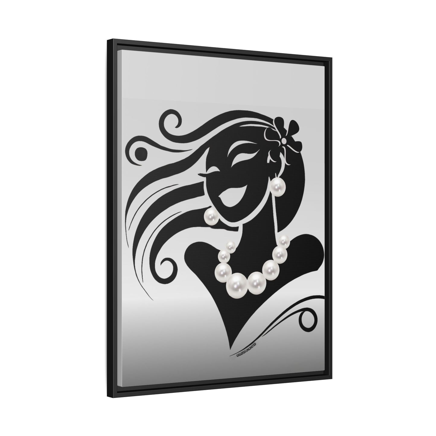 Pearls & Curls 6 | Black and White Framed Matte Canvas Wall Art (black or white frame)