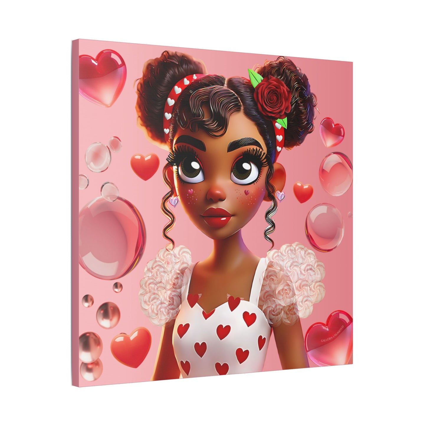 Heartbreaker Girl | Bubble Gum Satin Stretched Canvas Print