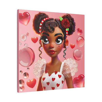 Heartbreaker Girl | Bubble Gum Satin Stretched Canvas Print