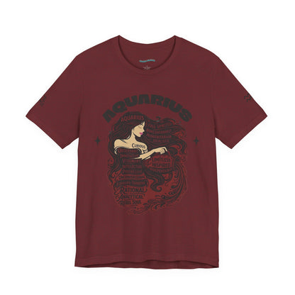 Aquarius| Word Art Graphic Tee2 (garnet)--"Aquarius" Definition on Back