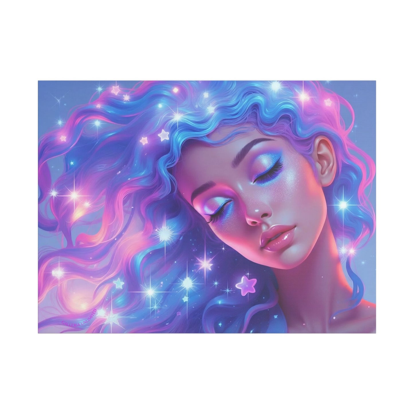Winter Fantasy 3 | Dreamy Starry Muse Satin Stretched Canvas Print
