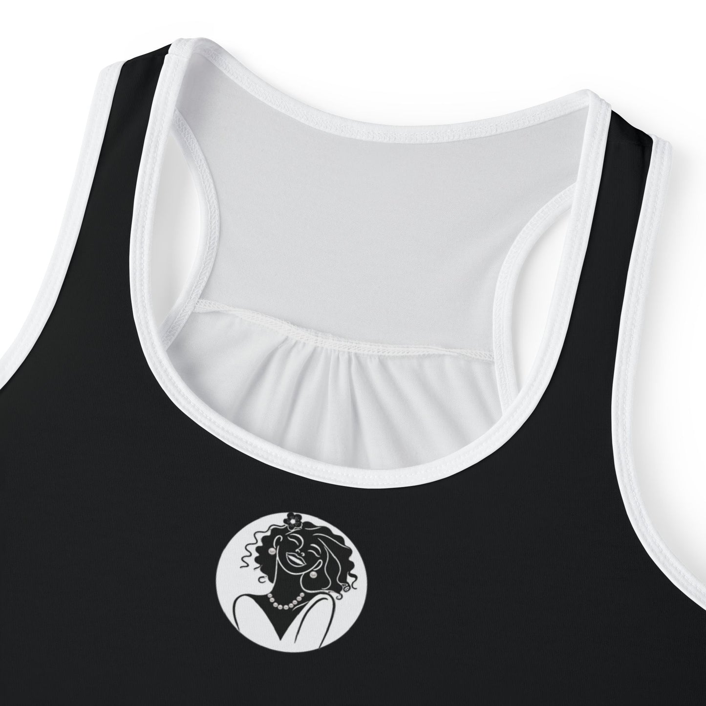 Pearls & Curls2 | Black - Plain Ringer Tank (black or white trim)