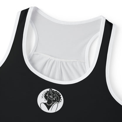 Pearls & Curls2 | Black - Plain Ringer Tank (black or white trim)
