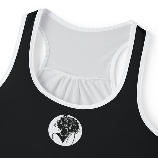 Pearls & Curls2 | Black - Plain Ringer Tank (black or white trim)