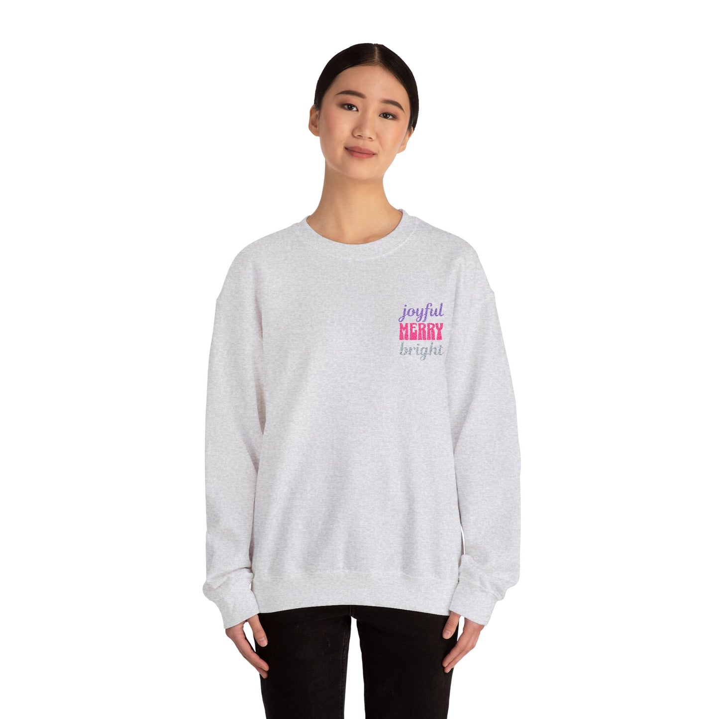 The Joyful Edit2 | Merry & Bright Embroidered Sweatshirt, PINK Palette (multiple colors)