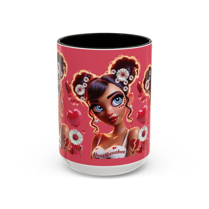 Heartbreaker 1 | Raspberry - Coffee Mug, two-tone, 15 oz (multiple handle colors)