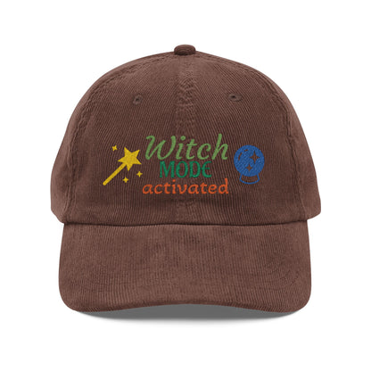 Harvest Haze | 'Witch Mode Activated' Embroidered Corduroy Cap