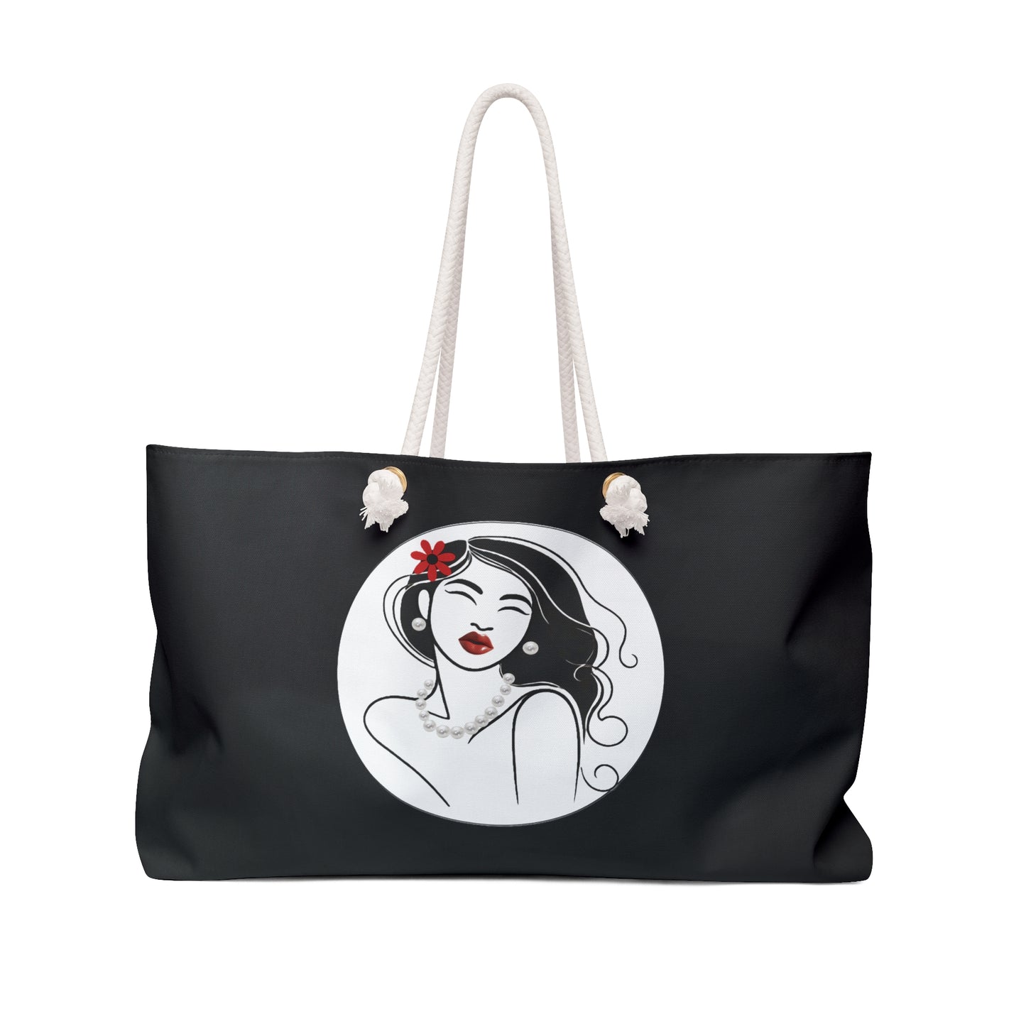 Pearls & Curls 3 | Black Double-Sided Weekender Bag