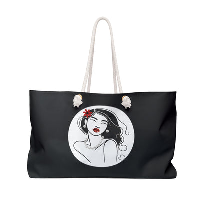 Pearls & Curls 3 | Black Double-Sided Weekender Bag