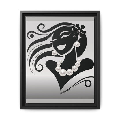 Pearls & Curls6 | Black and White - Framed Matte Canvas Art (black or white frame)