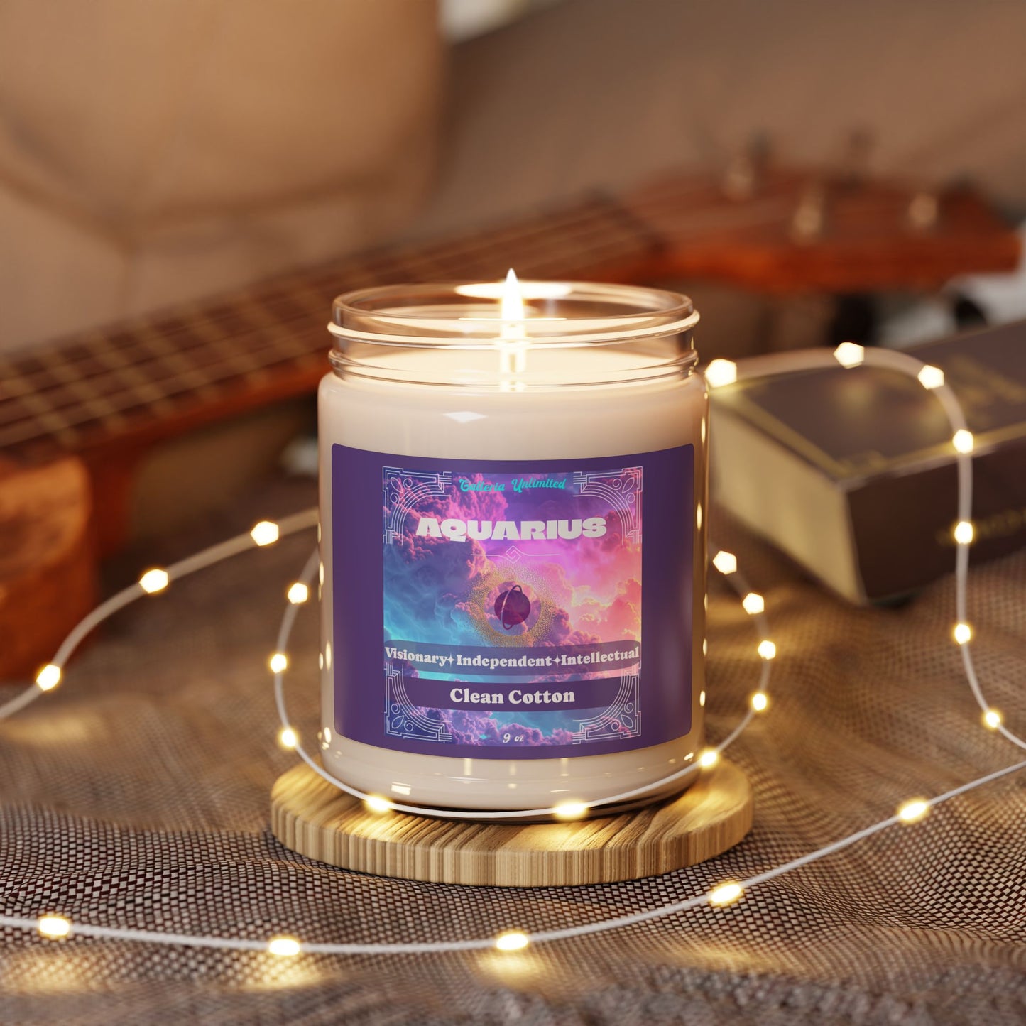 Aquarius | Clean Cotton Candle, 9oz (amethyst)