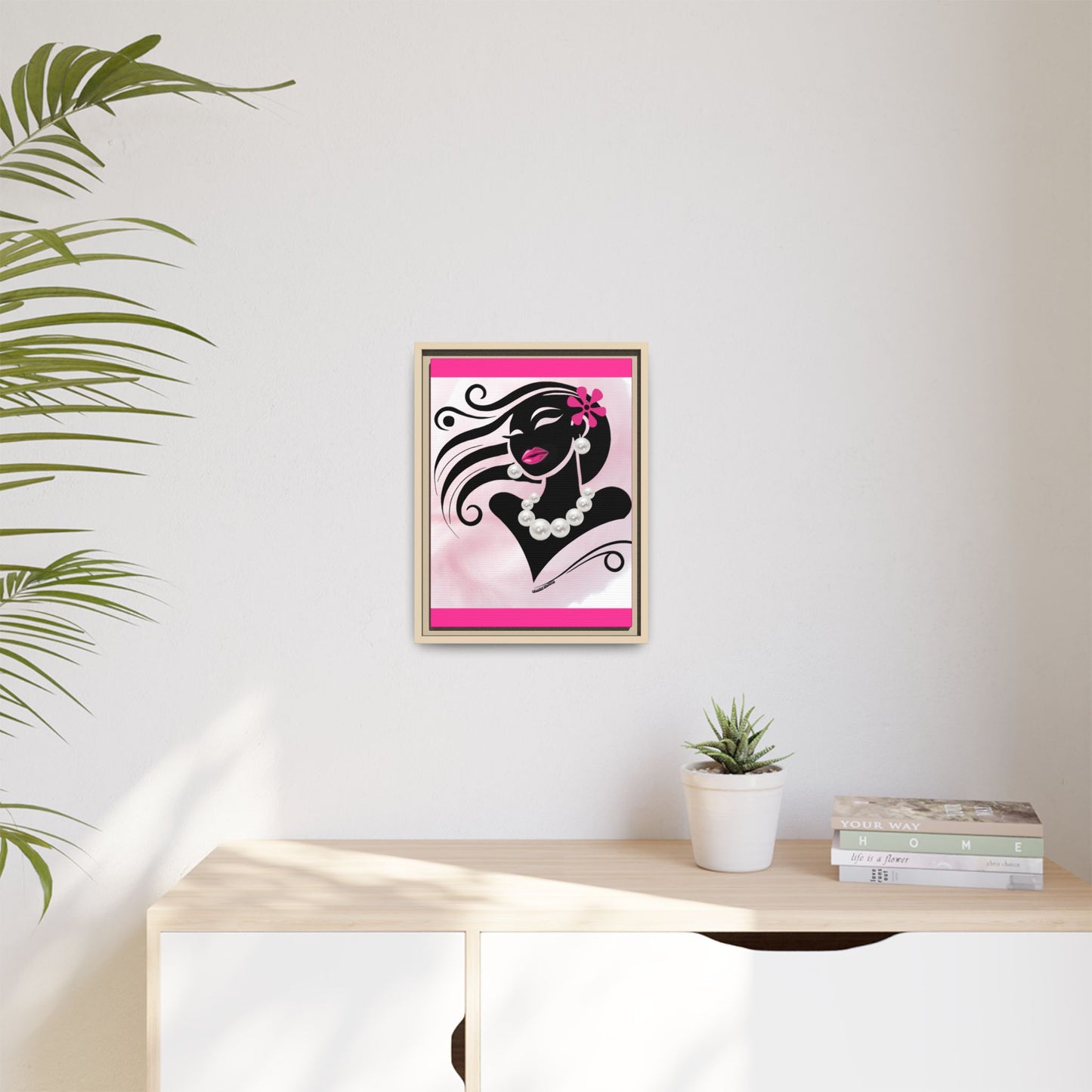 Pearls & Curls 6 | Candy Kiss Framed Matte Canvas Wall Art (black or white frame)