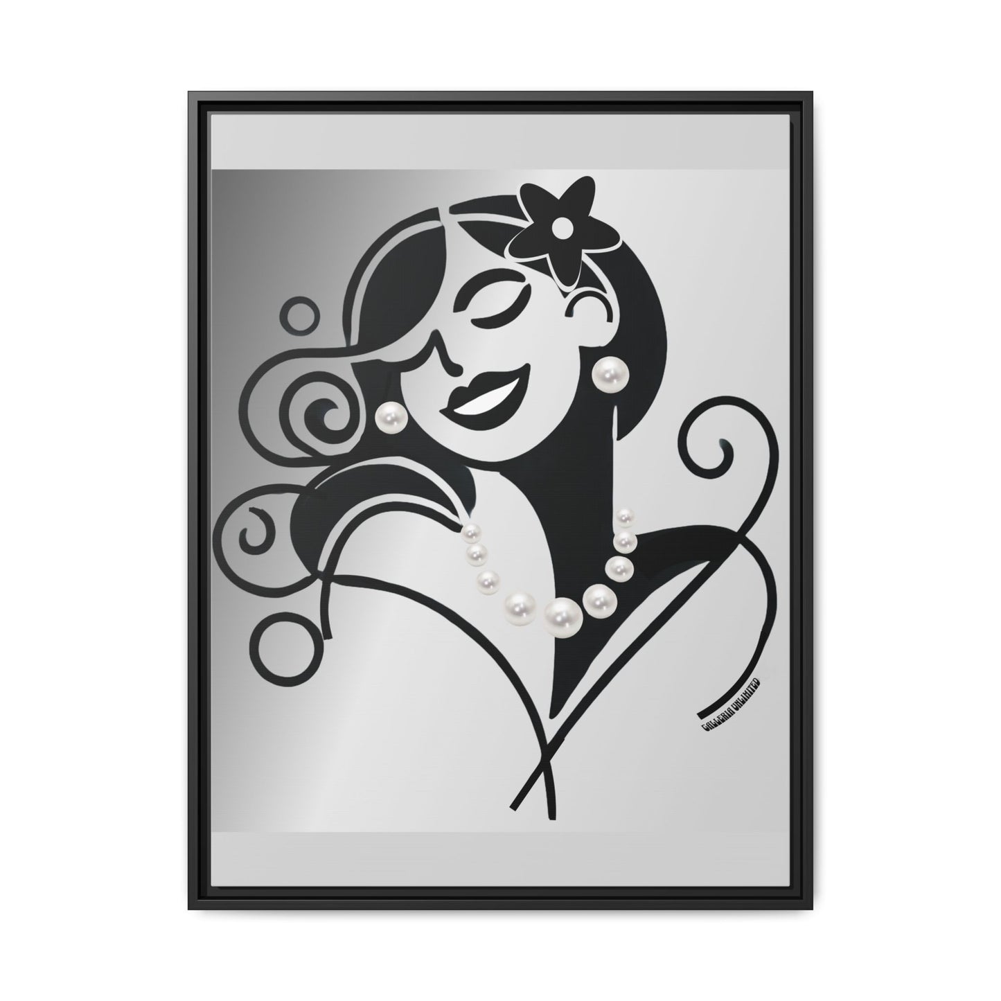 Pearls & Curls 4 | Black and White Framed Matte Canvas Wall Art (black or white frame)