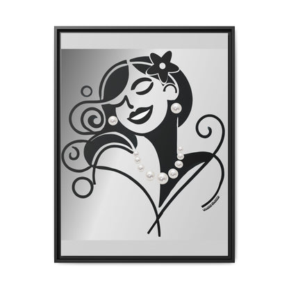 Pearls & Curls 4 | Black and White Framed Matte Canvas Wall Art (black or white frame)