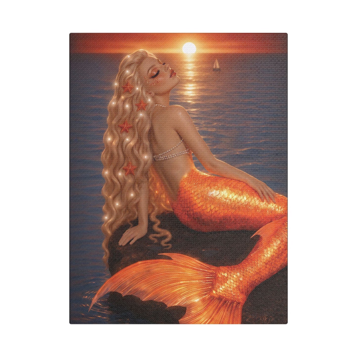 Gilded Sirens | Amber Horizon, Satin Stretched Canvas Print