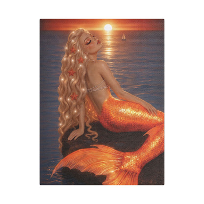 Gilded Sirens | Amber Horizon, Satin Stretched Canvas Print