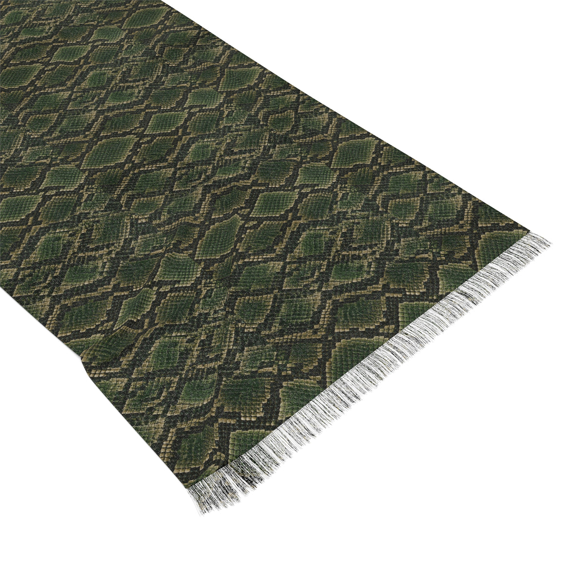 Snake | Olive Snakeskin Light Scarf — Sheer Lightweight Animal Pattern Fashion Scarf