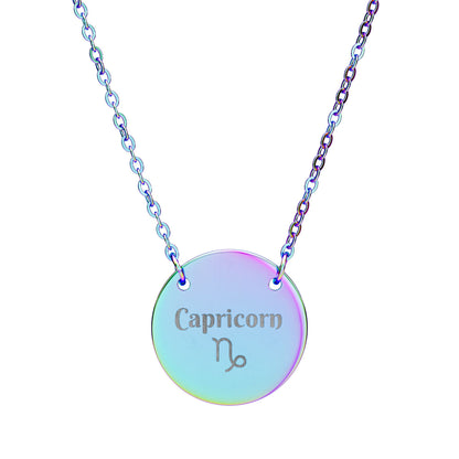 Capricorn | Medallion Glyph Necklace (18K gold/rose gold, stainless steel, rainbow/black PVD coating)