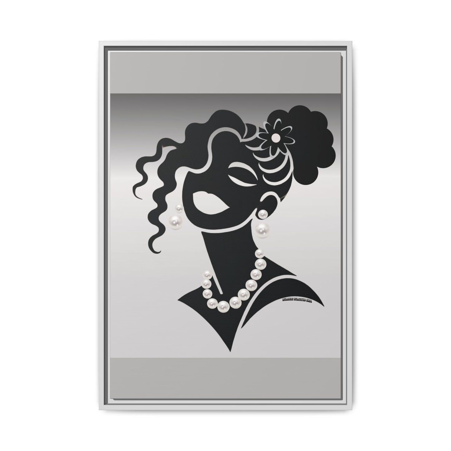 Pearls & Curls5 | Black and White - Framed Matte Canvas Art (black or white frame)