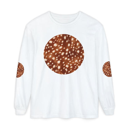 Deer | Fawn Spotted Circle Patch Long Sleeve Tee (Elbow Accents), multiple colors