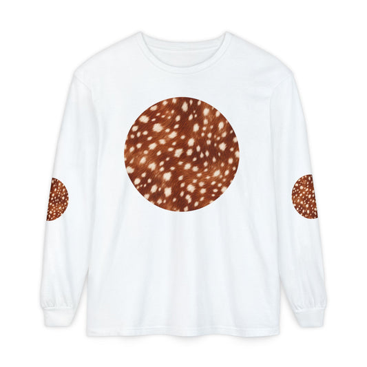 Deer | Fawn Spotted Circle Patch Long Sleeve Tee (Elbow Accents), multiple colors
