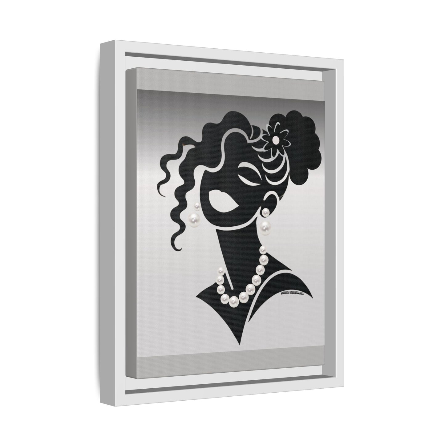 Pearls & Curls5 | Black and White - Framed Matte Canvas Art (black or white frame)