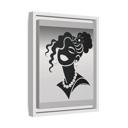 Pearls & Curls5 | Black and White - Framed Matte Canvas Art (black or white frame)