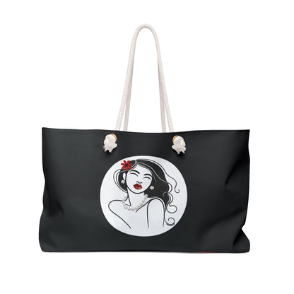Pearls & Curls3 | Black - Two-Sided Weekender Bag